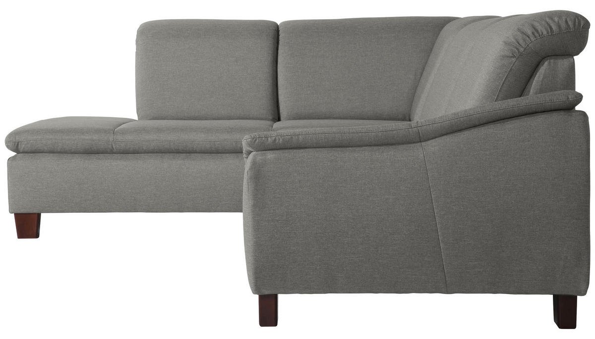ECKSOFA in Flachgewebe Hellgrau  - Nussbaumfarben/Hellgrau, Design, Holz/Textil (247/82/187cm) - Max Winzer