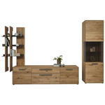 WOHNWAND  in Wildeiche  333,6/207/45,2 cm  - Wildeiche/Schwarz, Natur, Glas/Holz (333,6/207/45,2cm) - Valnatura