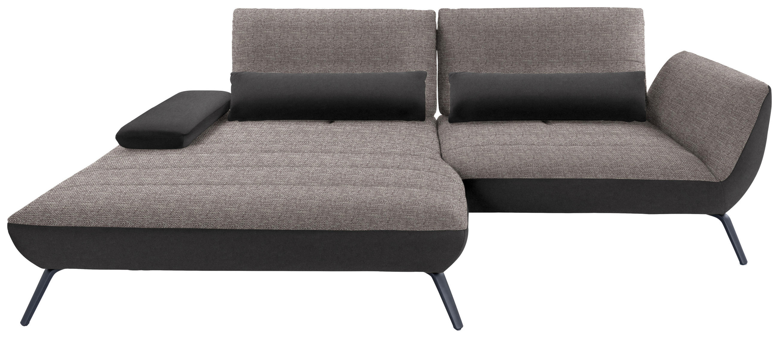 ECKSOFA in Webstoff Graubraun  - Graubraun/Schwarz, Konventionell, Textil/Metall (191/273cm) - Carryhome