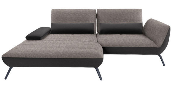 ECKSOFA in Webstoff Graubraun  - Graubraun/Schwarz, KONVENTIONELL, Textil/Metall (191/273cm) - Carryhome