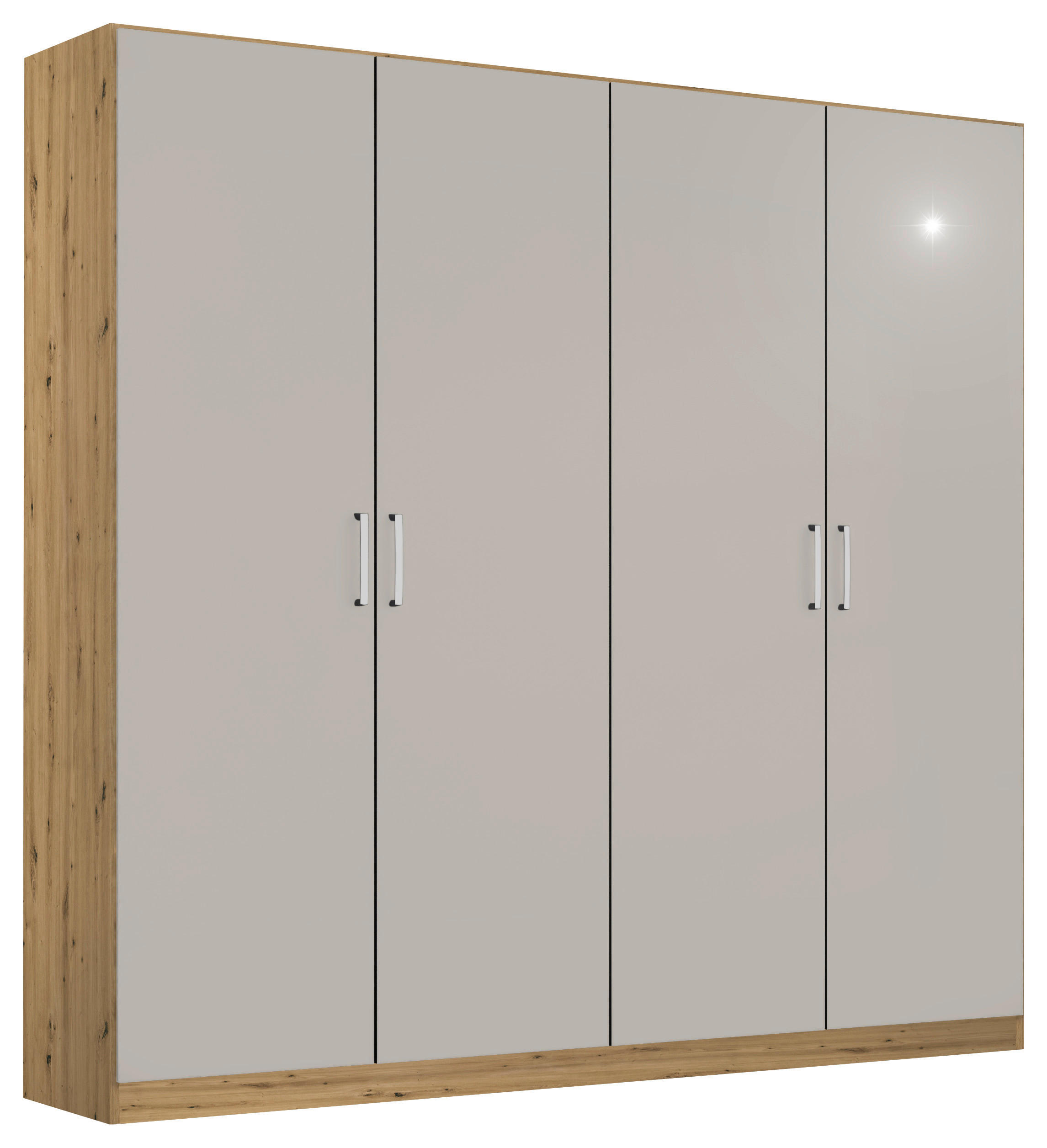 DREHTÜRENSCHRANK 181/210/54 cm 4-türig Hellgrau, Eiche Artisan  - Chromfarben/Hellgrau, MODERN, Holzwerkstoff/Kunststoff (181/210/54cm) - Rauch Möbel
