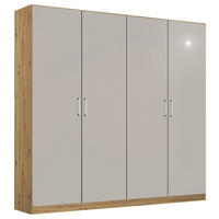 DREHTÜRENSCHRANK 181/210/54 cm 4-türig Hellgrau, Eiche Artisan  - Chromfarben/Hellgrau, MODERN, Holzwerkstoff/Kunststoff (181/210/54cm) - Rauch Möbel