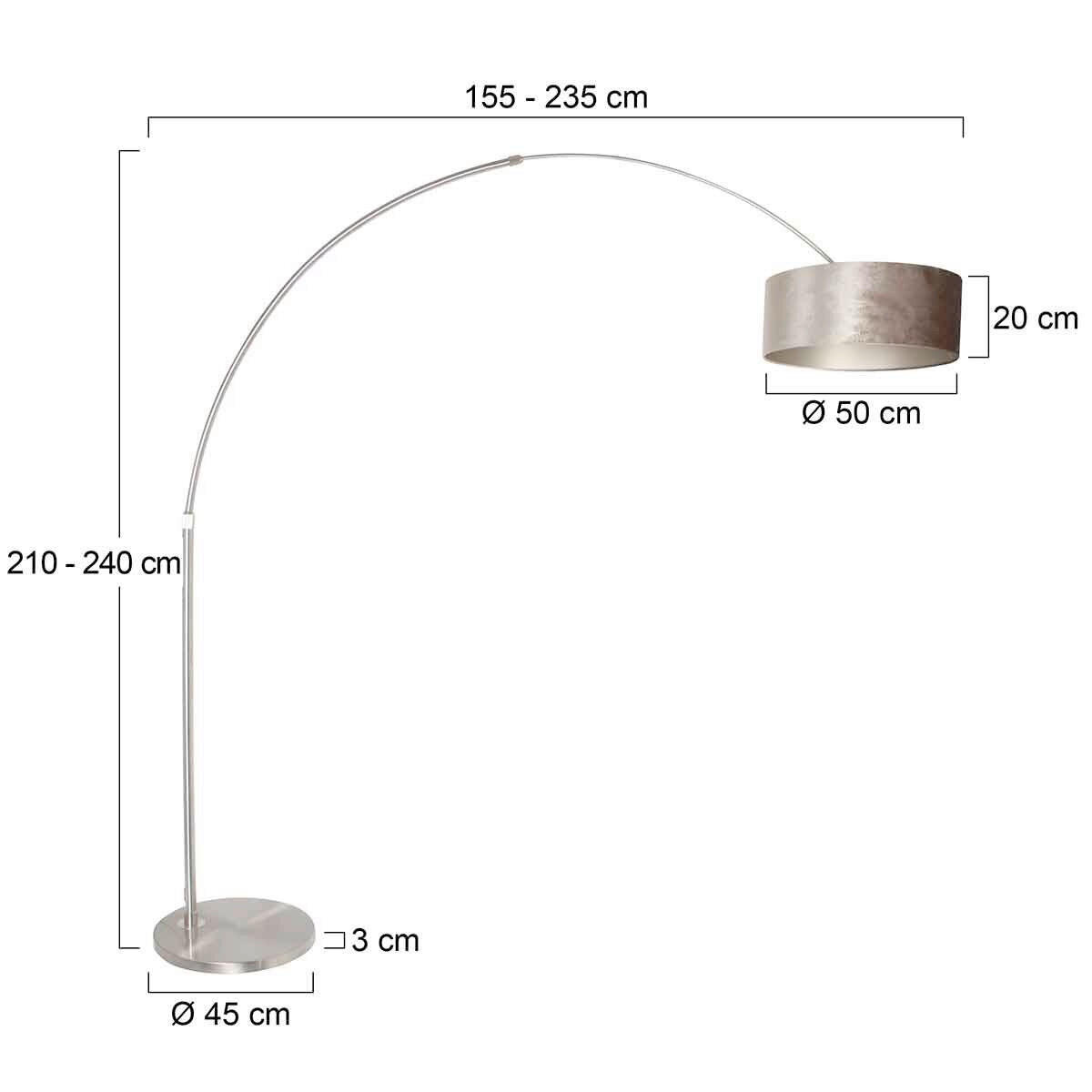 STEHLEUCHTE SPARKLED LIGHT 50/240/230 cm  - Taupe/Edelstahlfarben, Trend, Leder/Metall (50/240/230cm)