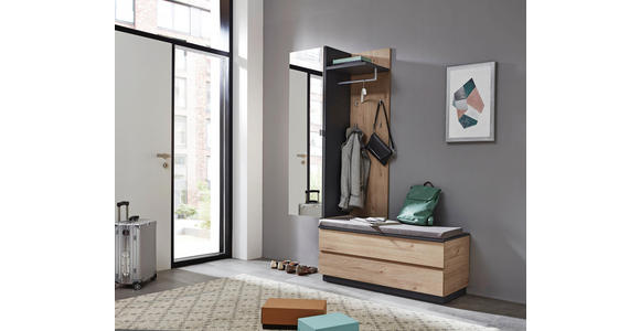 GARDEROBE - Eichefarben/Graphitfarben, Design, Glas/Holzwerkstoff (157/202/45cm) - Voleo