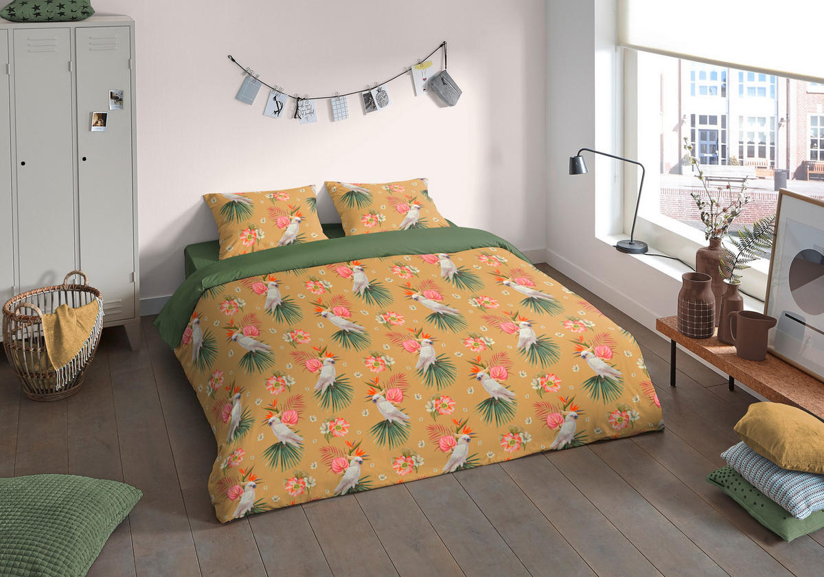 WENDEBETTWÄSCHE Kakatoe Mikrofaser 135/200 cm  - Gelb/Goldfarben, Design, Textil (135/200cm)