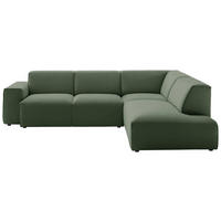 ECKSOFA Hellgrün Cord  - Schwarz/Hellgrün, Design, Kunststoff/Textil (270/210cm) - Pure Home Lifestyle