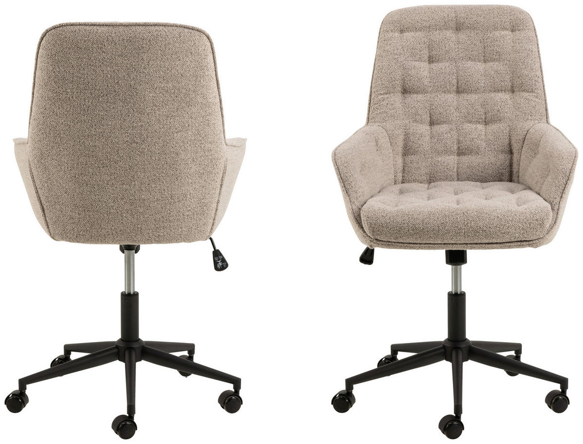 DREHSTUHL  in Bouclé Beige  - Beige/Schwarz, Design, Textil/Metall (60/106/67,5cm) - MID.YOU