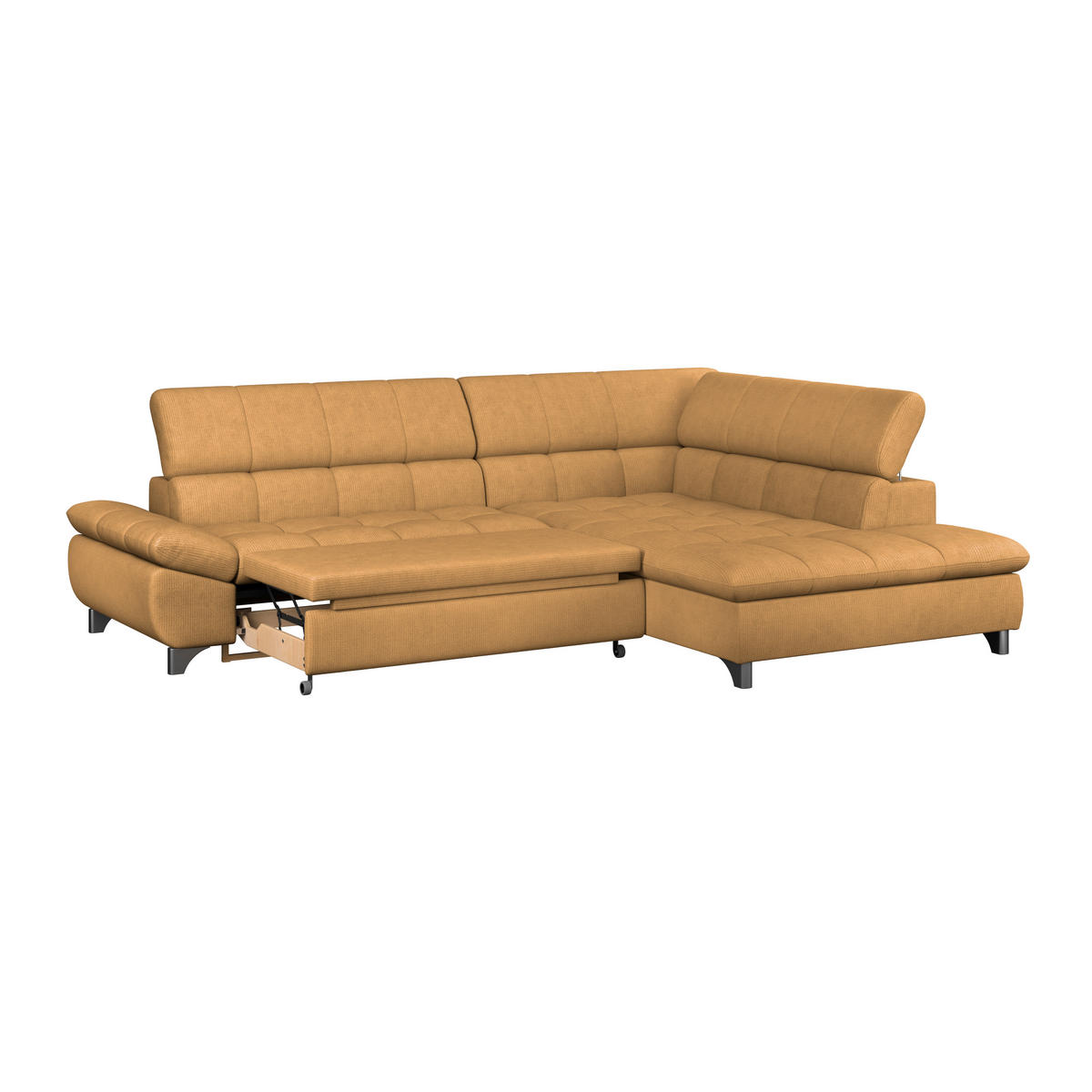 ECKSOFA Goldfarben Chenille  - Chromfarben/Goldfarben, KONVENTIONELL, Textil/Metall (312/234cm) - Livetastic