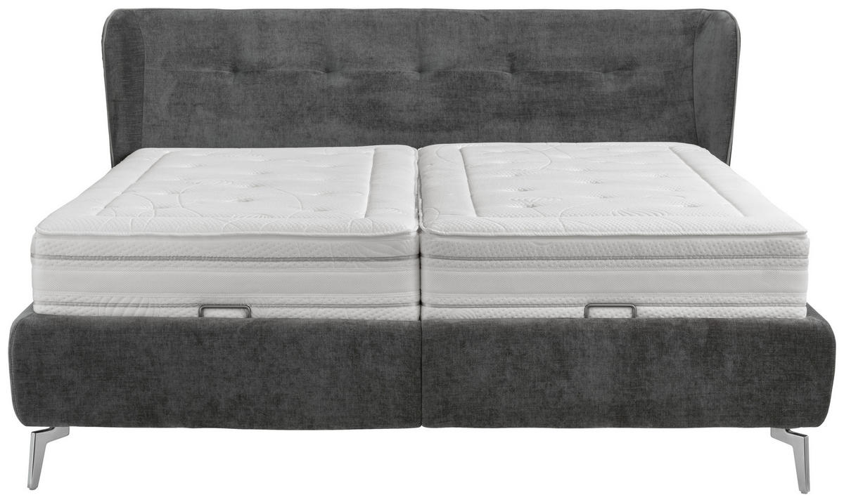 POLSTERBETT 180/200 cm,  in Grau, Dunkelgrau, gepolstertes Kopfteil, Bettkasten, motorische Verstellbarkeit, Lattenroste, Matratzen, H2 + H3 = mittel + fest  - Chromfarben/Dunkelgrau, Design, Holz/Holzwerkstoff (180/200cm) - Beldomo - Sleep