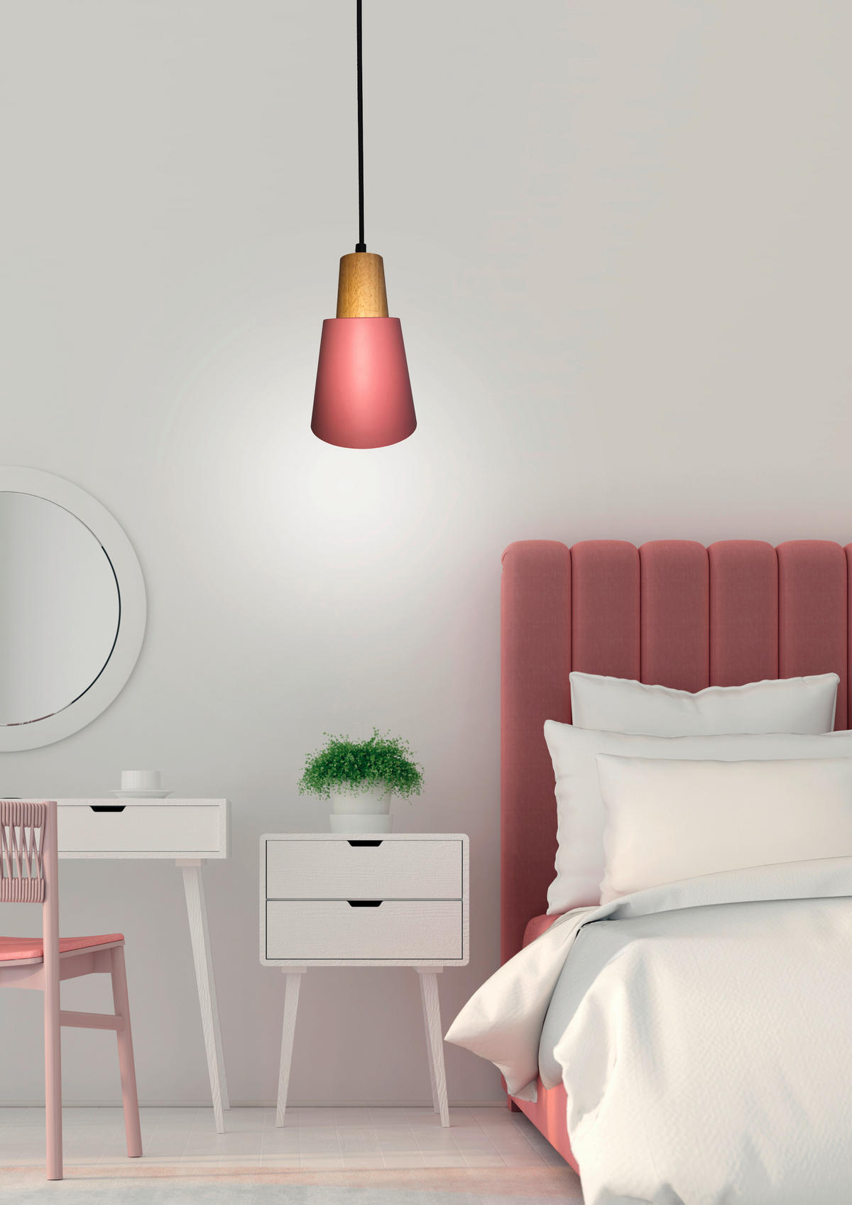 PENDELLEUCHTE 13/13/80 cm  - Pink/Schwarz, Trend, Metall (13/13/80cm)