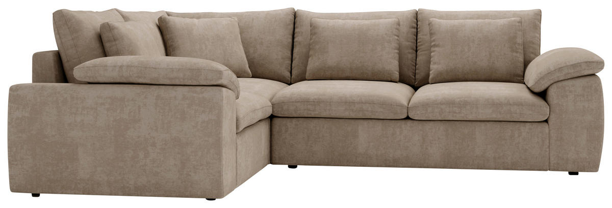 ECKSOFA Chenille Beige  - Beige/Schwarz, Design, Kunststoff/Textil (216/289cm) - Livetastic