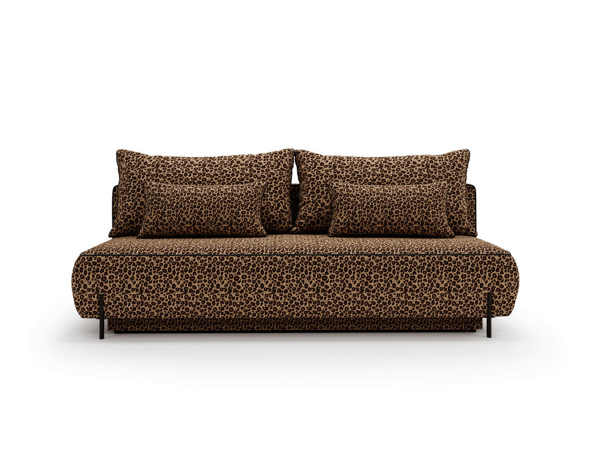 SCHLAFSOFA Jacquard Orange Stoffauswahl, Rücken echt  - Schwarz/Orange, Design, Textil/Metall (212/90/95cm) - Livetastic