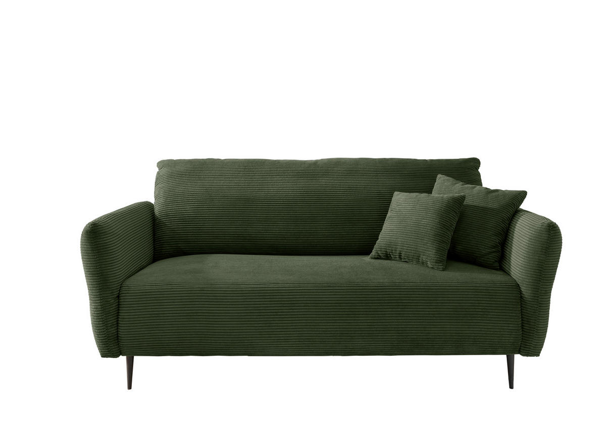 SITZGARNITUR in Cord Dunkelgrün  - Dunkelgrün/Schwarz, Design, Textil/Metall - Livetastic