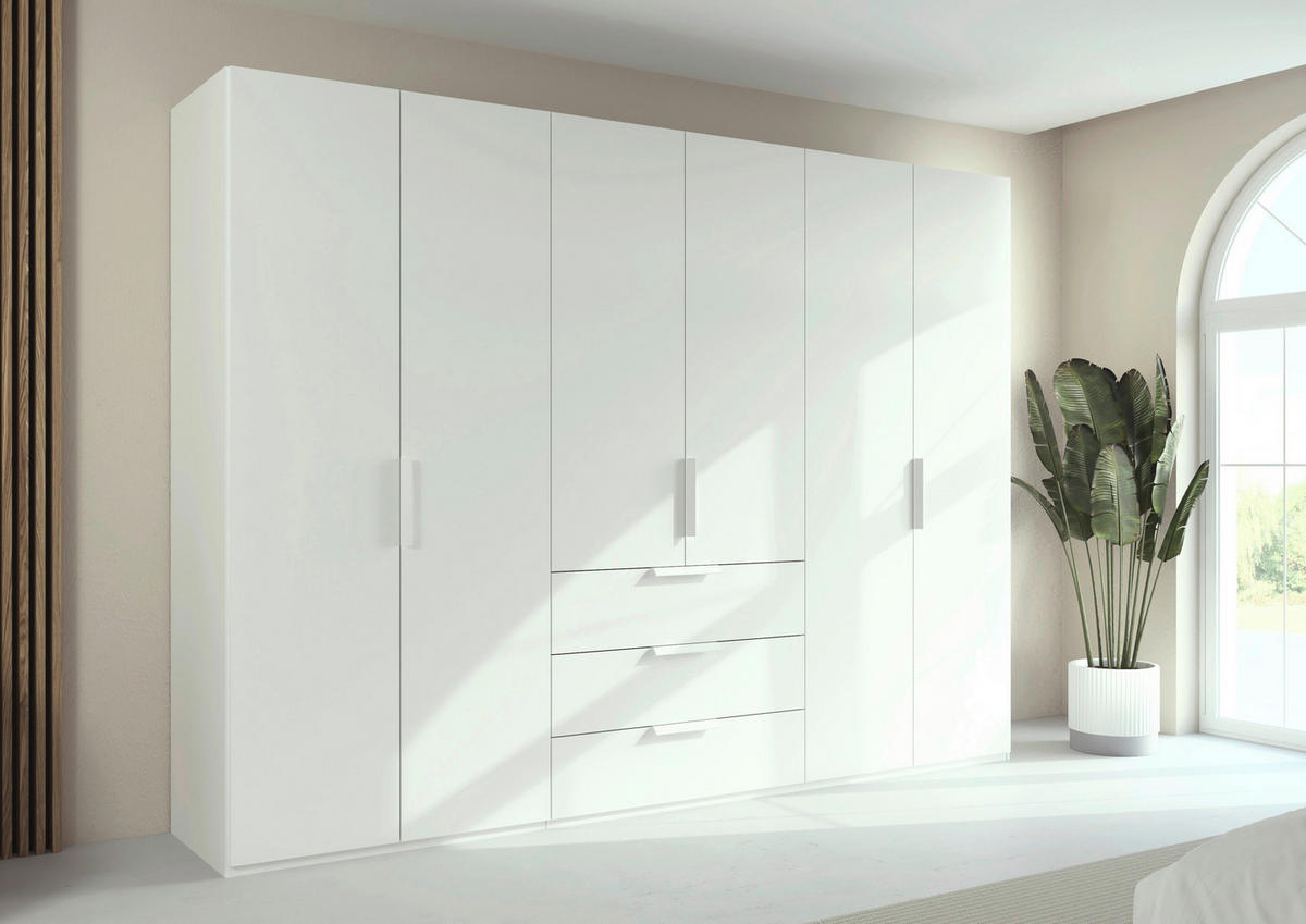 DREHTÜRENSCHRANK 301/223/61 cm,  in Weiß, 6-türig  - Weiß, Basics, Holzwerkstoff/Metall (301/223/61cm) - Novel