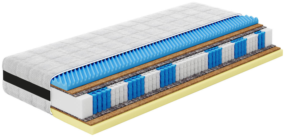 TASCHENFEDERKERNMATRATZE 180/200 cm, Höhe ca.: 26 cm, H5 = hart, 7-Zonen - Grau, Basics, Textil (180/200cm) - Esposa