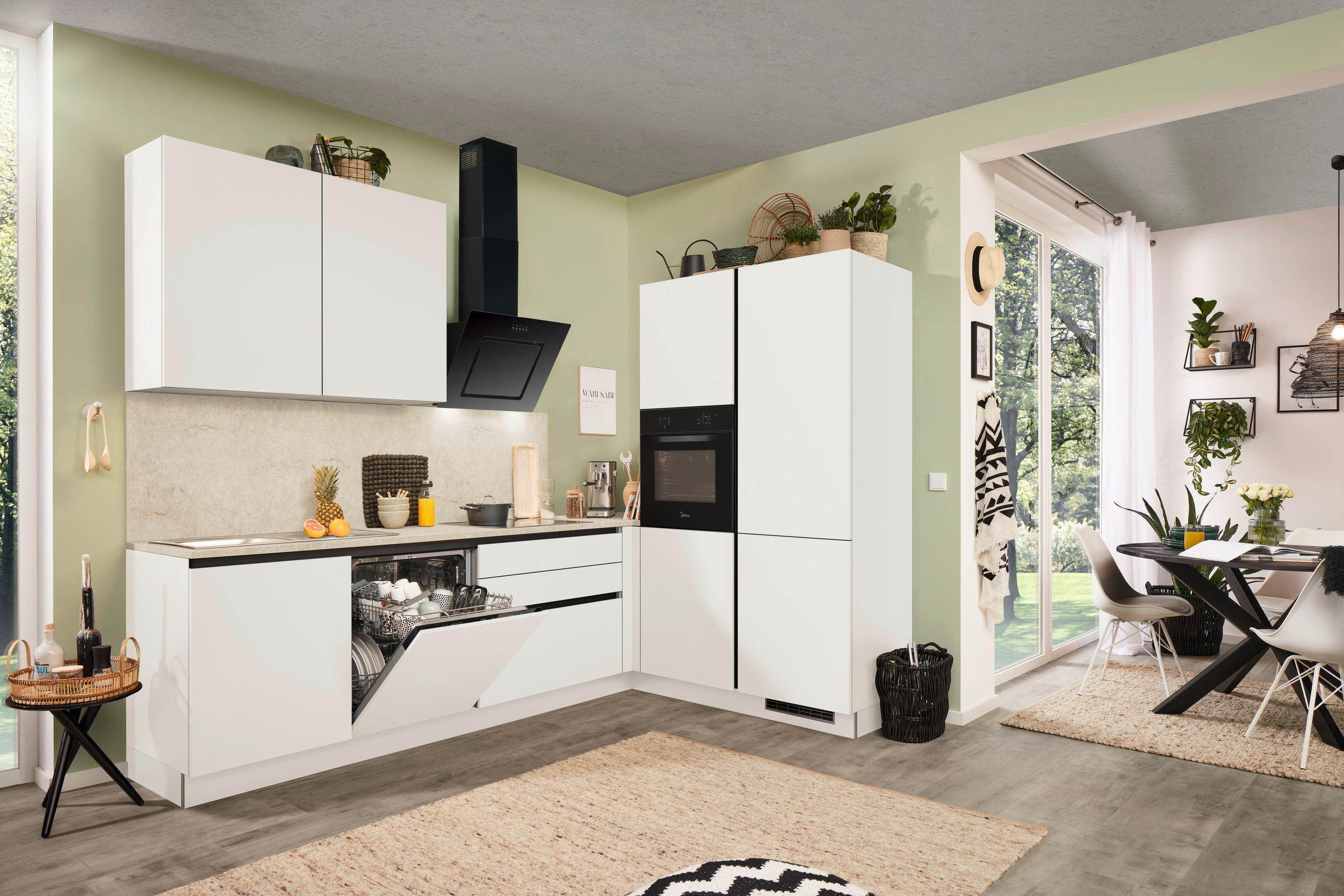 ECKKÜCHE 276/183 cm  in Weiß  - Weiß, Basics, Holzwerkstoff (276/183cm) - Welnova