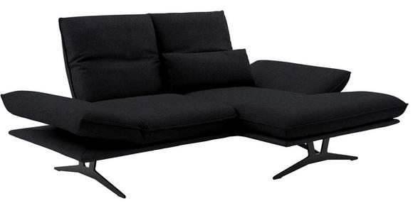 ECKSOFA in Echtleder Schwarz  - Schwarz, Design, Leder/Metall (210/130cm) - Dieter Knoll