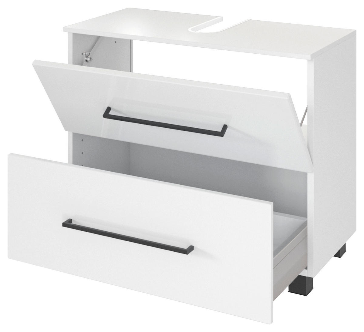 WASCHBECKENUNTERSCHRANK 70/54/35 cm  - Schwarz/Weiß, KONVENTIONELL, Holzwerkstoff/Kunststoff (70/54/35cm) - Held