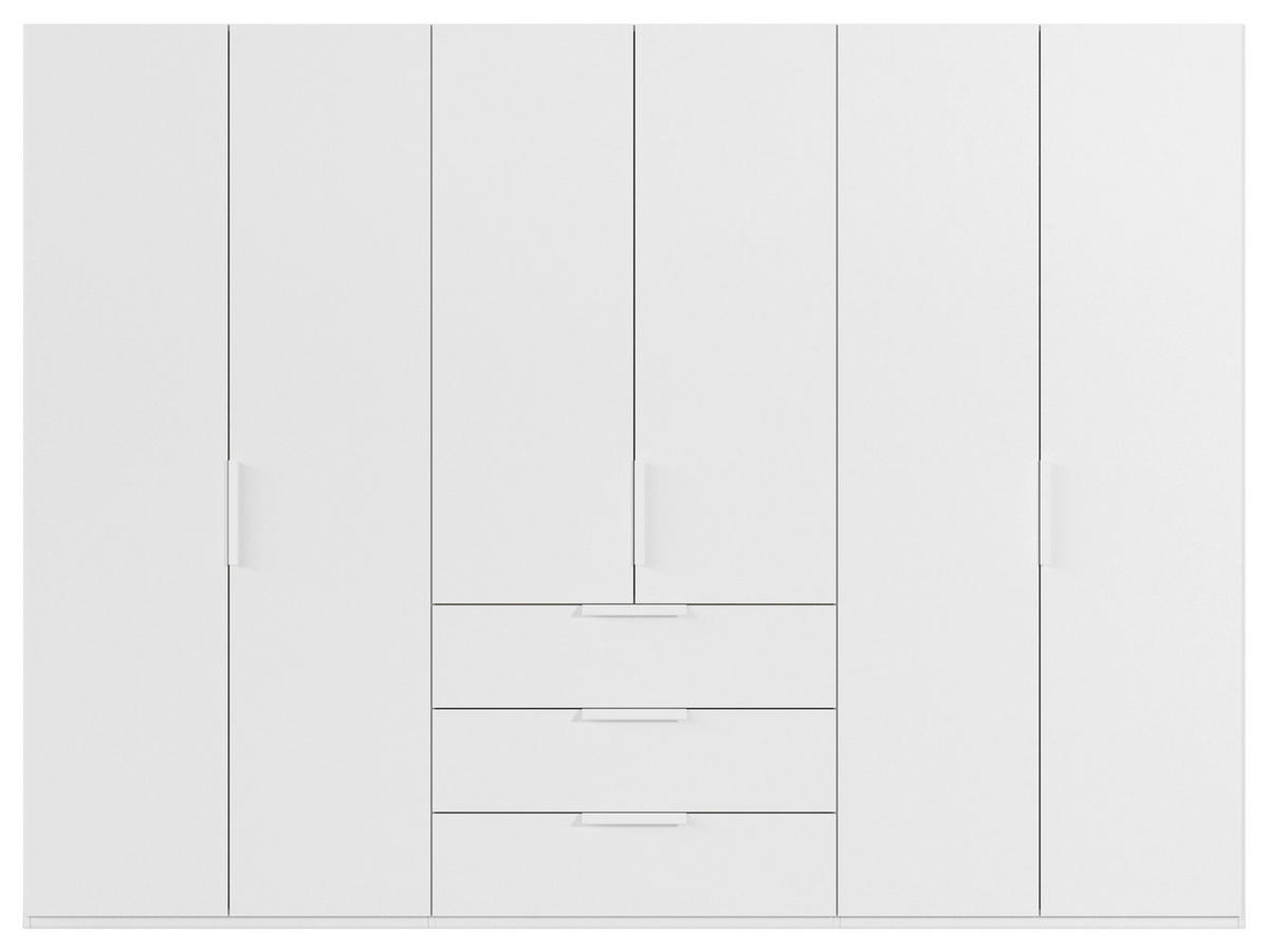 DREHTÜRENSCHRANK 301/223/61 cm,  in Weiß, 6-türig  - Weiß, Basics, Holzwerkstoff/Metall (301/223/61cm) - Novel