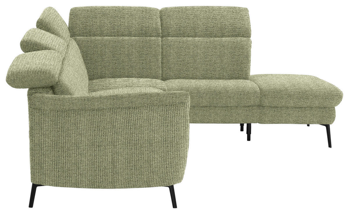 ECKSOFA in Struktur Grün  275/235 cm  - Schwarz/Grün, MODERN, Textil/Metall (275/235cm) - Cantus