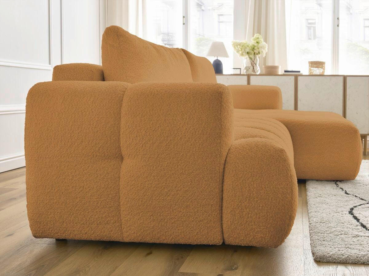 ECKSCHLAFSOFA FUJI Bouclé Gelb  inkl.  - Gelb/Schwarz, MODERN, Kunststoff/Textil (292/160cm)