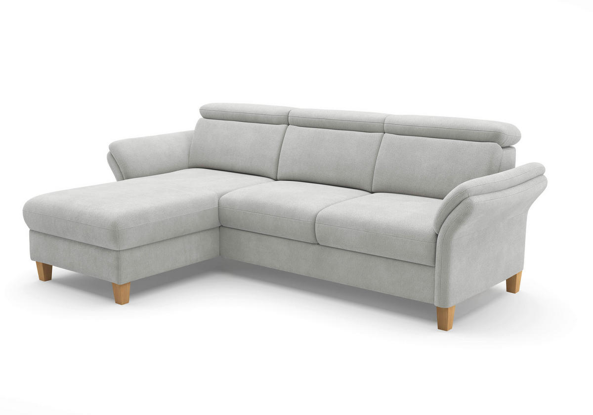 ECKSOFA GLENDALE E Silberfarben Flachgewebe  - Eichefarben/Silberfarben, KONVENTIONELL, Holz/Textil (166/253cm) - Sit & More