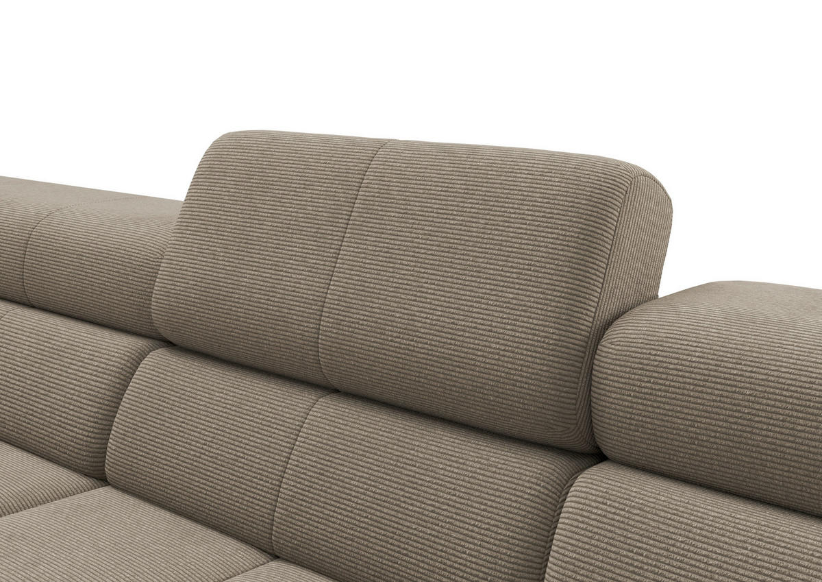 ECKSOFA Sandfarben Feincord Rücken echt, Kopfteilverstellung, Sitztiefenverstellung  - Sandfarben/Schwarz, KONVENTIONELL, Textil/Metall (226/293cm) - Hom`in