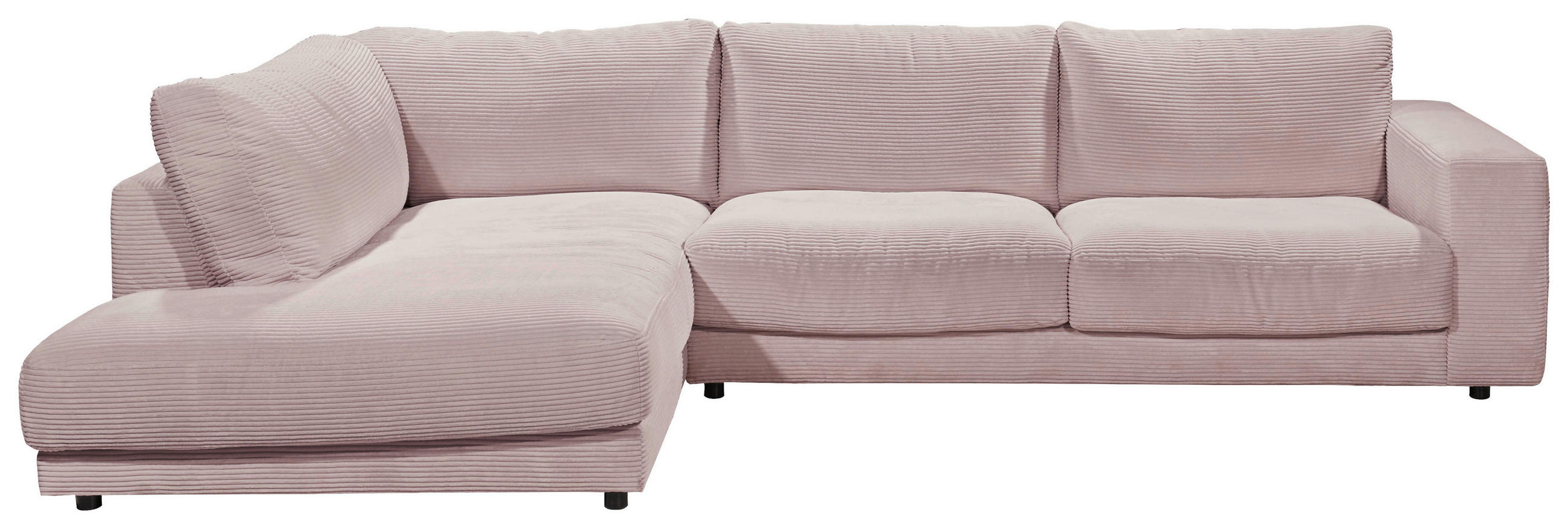 ECKSOFA in Cord Rosa  - Schwarz/Rosa, Design, Kunststoff/Textil (224/325cm) - Hom`in