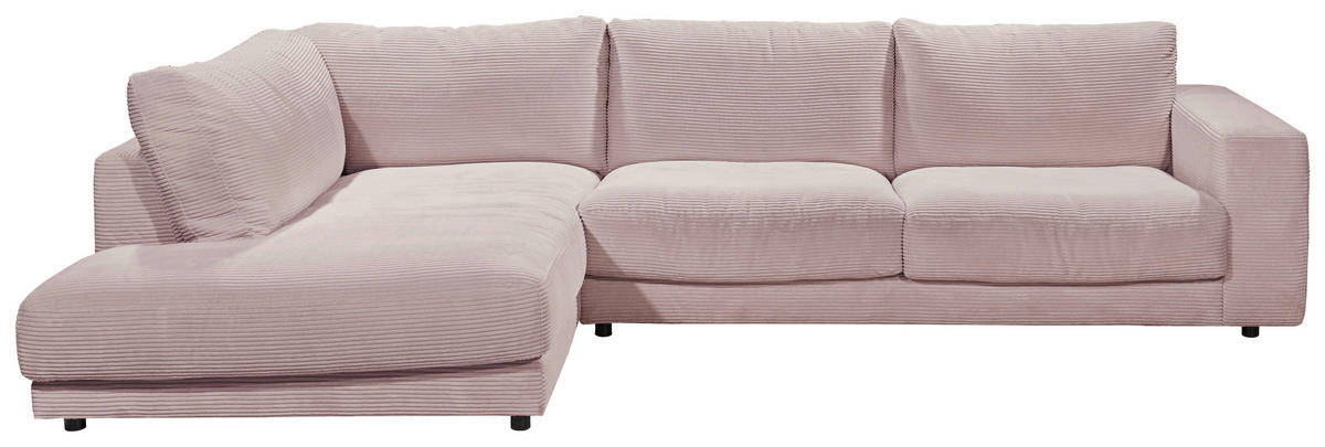 ECKSOFA in Cord Rosa  - Schwarz/Rosa, Design, Kunststoff/Textil (224/325cm) - Hom`in