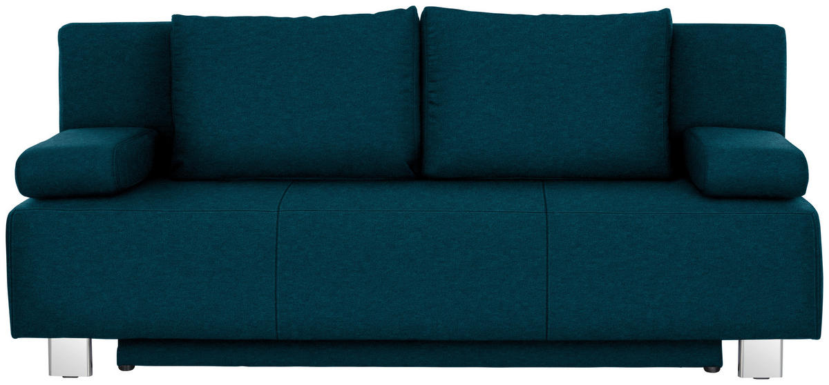 SCHLAFSOFA in Webstoff Petrol  - Chromfarben/Petrol, Design, Textil/Metall (197/88/89cm) - Xora