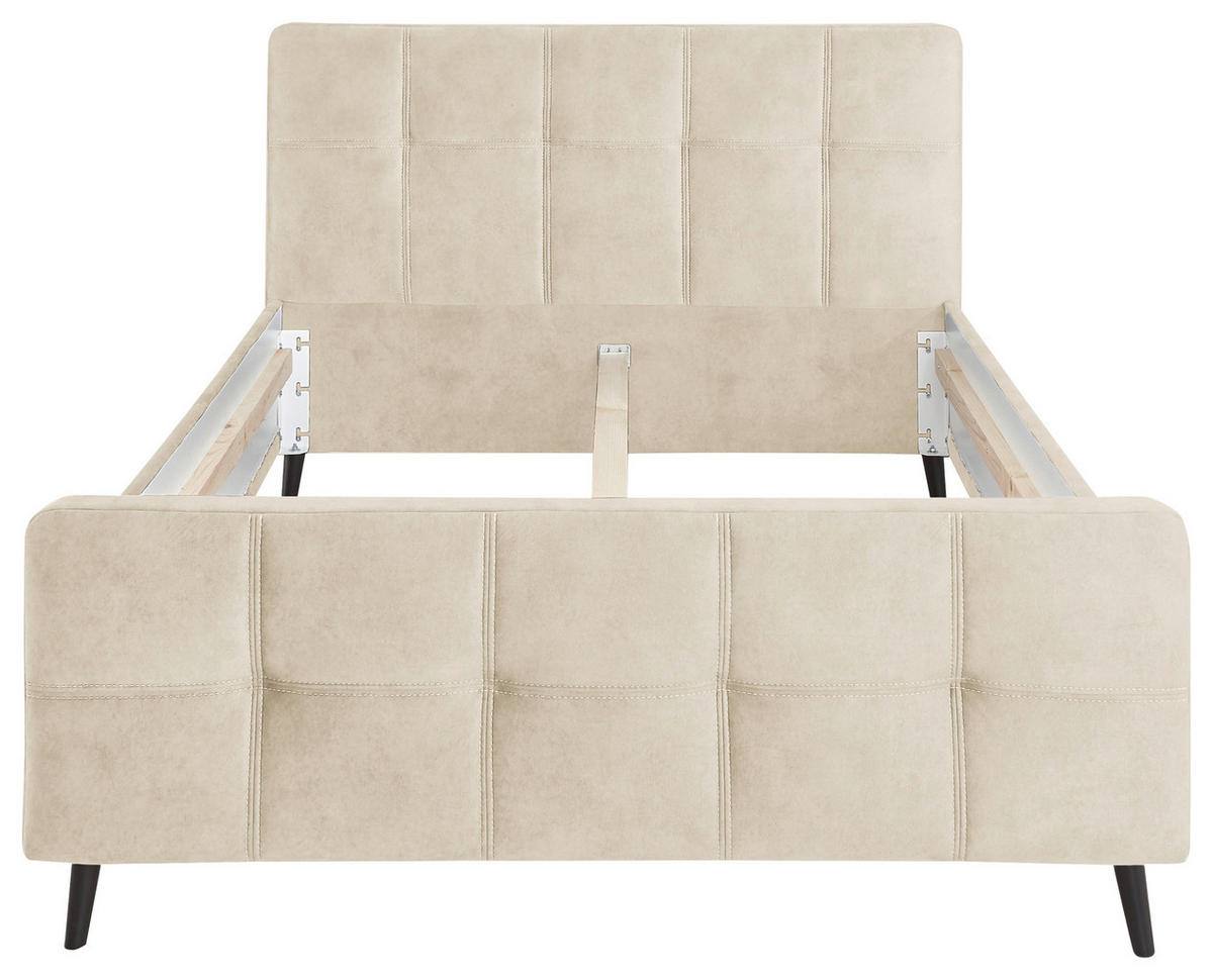 STOPPAD SÄNG 140/200 cm  i cremefärgad  - svart/cremefärgad, Basics, trämaterial/trä (140/200cm) - MID.YOU