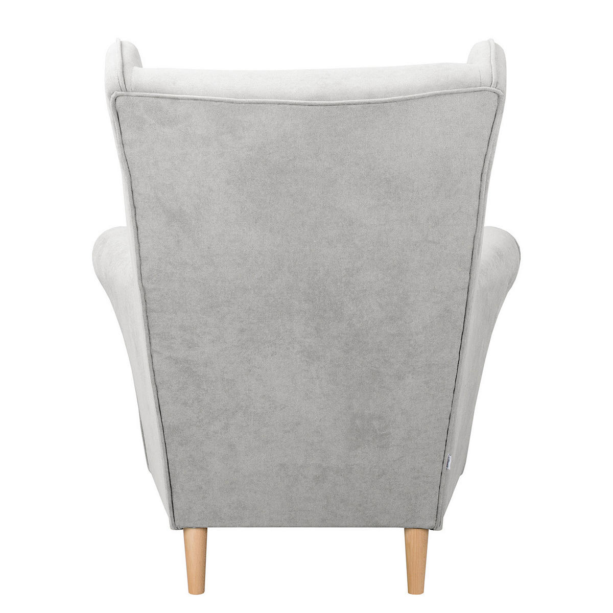 OHRENSESSEL Scandi Mikrofaser Hellgrau  - Hellgrau/Naturfarben, Design, Holz/Textil (87/105/90cm) - Livetastic