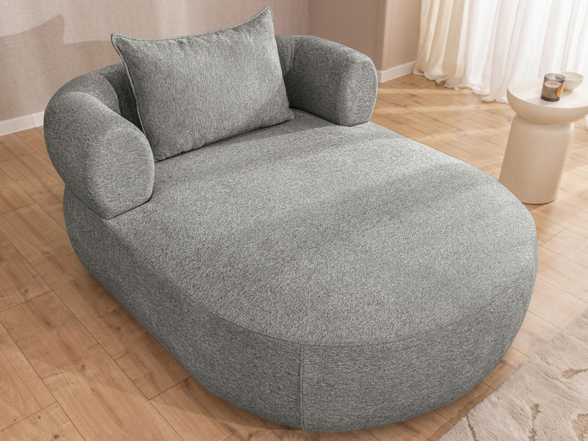 XXL-SESSEL Chenille Grau    - Schwarz/Grau, Design, Kunststoff/Textil (122/76/156cm) - Livetastic