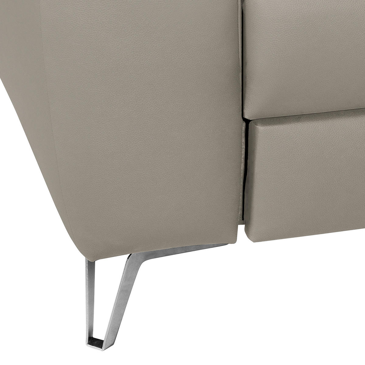 ECKSOFA in Lederlook Echtleder Platinfarben  241/168 cm  - Platinfarben/Chromfarben, Design, Leder/Textil (241/168cm) - Livetastic