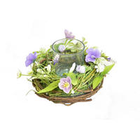 SVEĆNJAK  drvo, metal, staklo, tekstil  - lila/svetlozelena, Lajfstajl, staklo/drvo (16/9cm)