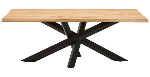 ESSTISCH Schwarz, Wildeiche rechteckig  schnell aufzubauende und stabile Arbeitsfläche  - Wildeiche/Schwarz, Natur, Holz/Metall (200/100/75cm) - Linea Natura