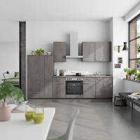 KÜCHENBLOCK Riva 300 cm  in Schieferfarben  - Schieferfarben/Edelstahlfarben, MODERN, Holzwerkstoff/Metall (300cm) - Nobilia