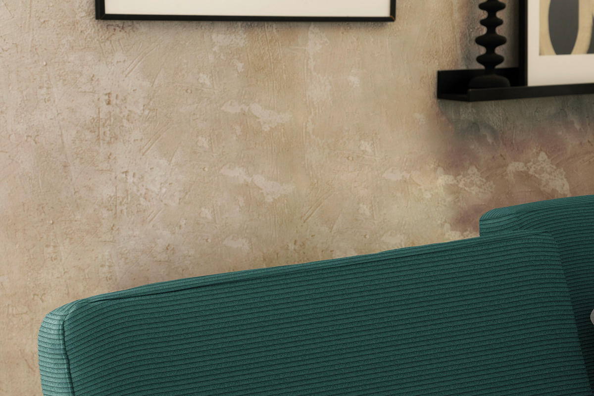 ECKSOFA Cord Waldgrün  - Waldgrün/Schwarz, Design, Textil/Metall (298/185cm) - Pure Home Lifestyle