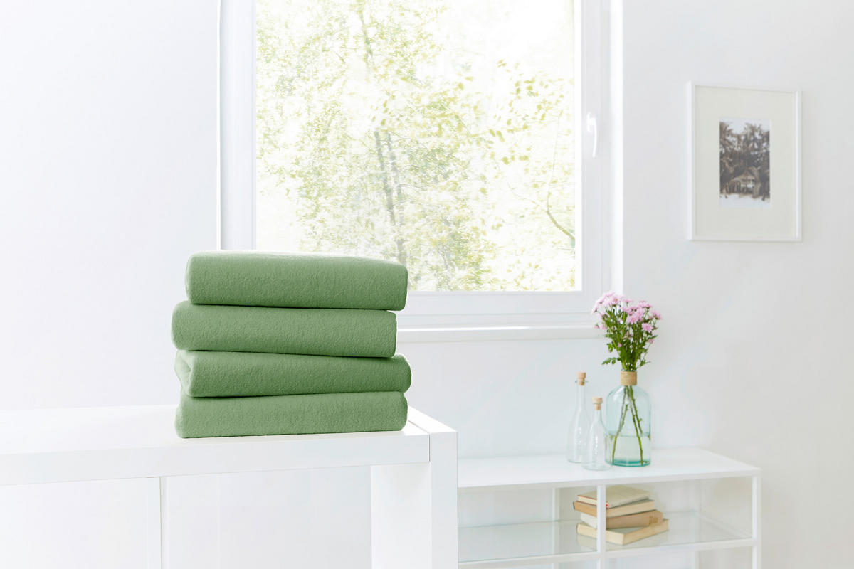 SPANNBETTTUCH ALERT  - Grün, Basics, Textil (150/200cm) - Novel