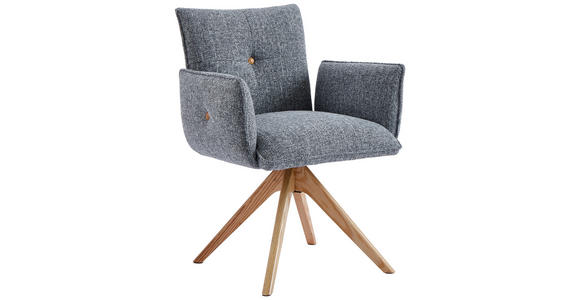 ARMLEHNSTUHL in Webstoff - Eichefarben/Grau, Design, Holz/Textil (63/63/82cm) - Novel