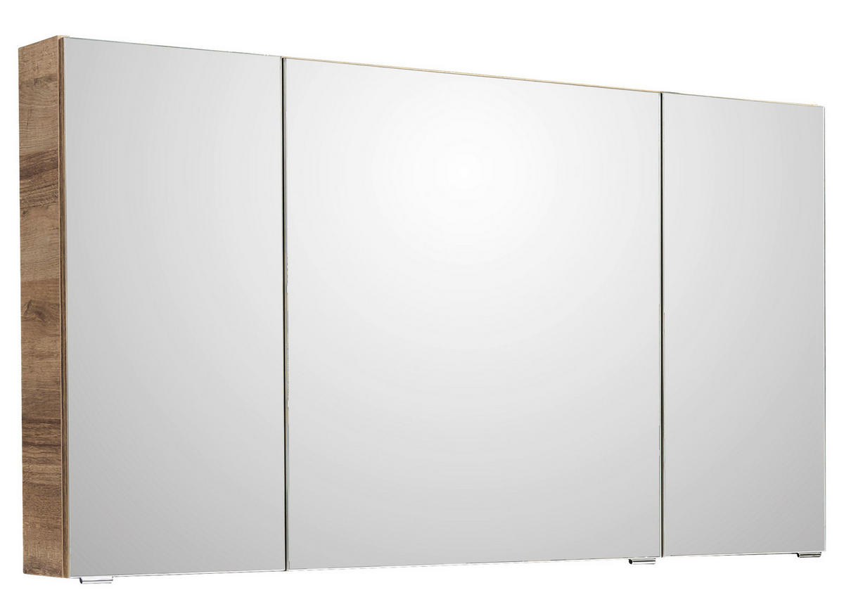 SPIEGELSCHRANK 120/70,3/17 cm  - Chromfarben/Eichefarben, MODERN, Glas/Holzwerkstoff (120/70,3/17cm) - Sadena