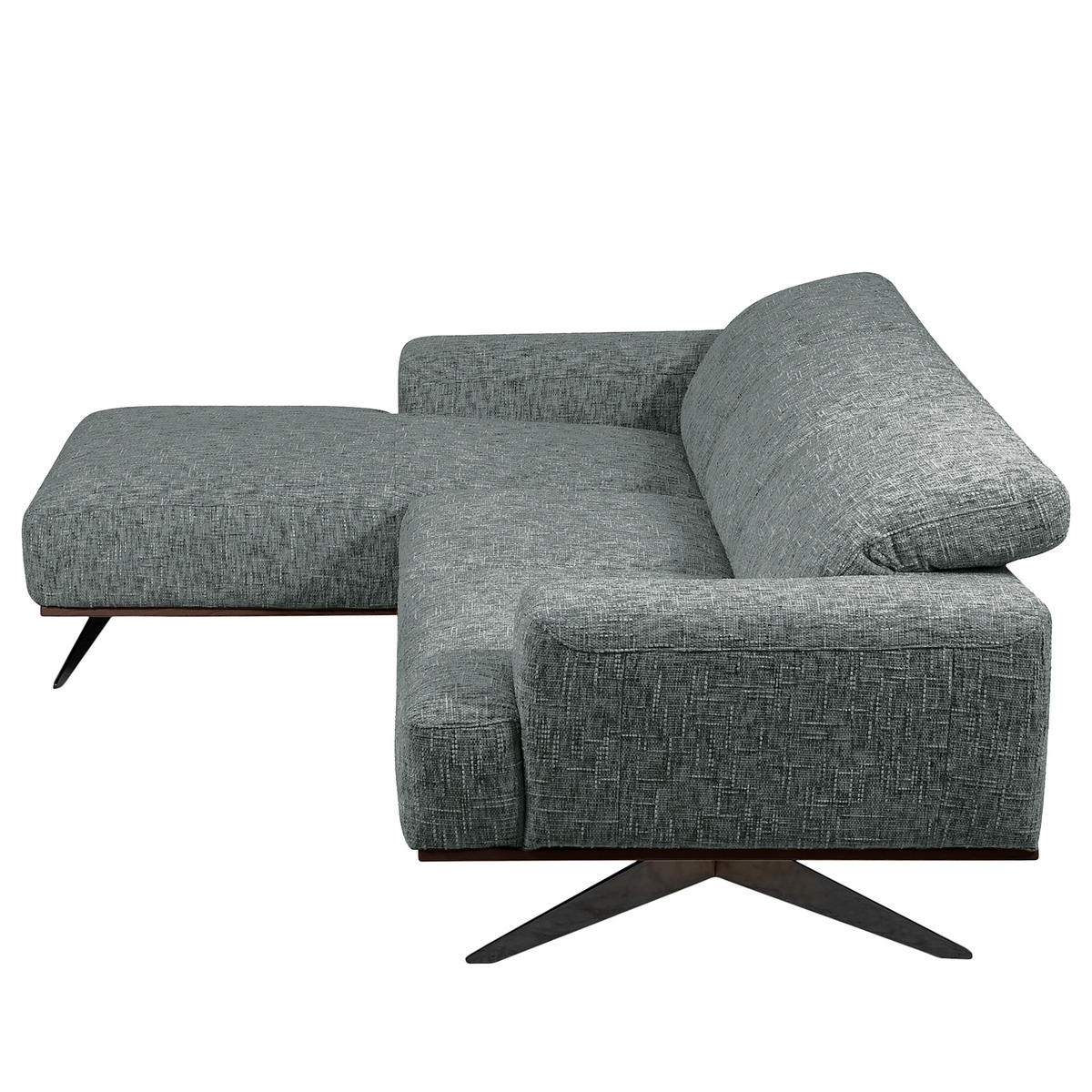 ECKSOFA PORTLAND Anthrazit Struktur Kopfteilverstellung  - Dunkelbraun/Anthrazit, Design, Holz/Textil (187/295cm) - Livetastic