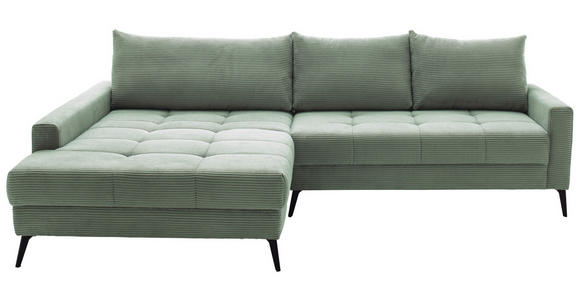 ECKSOFA  in Cord Pastellgrün  173/280 cm  - Pastellgrün/Schwarz, KONVENTIONELL, Textil/Metall (173/280cm) - Hom`in