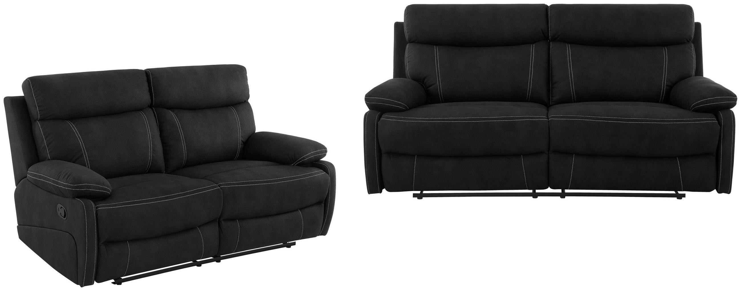 SITZGARNITUR Mikrofaser Schwarz  - Schwarz, KONVENTIONELL, Textil/Metall - Livetastic