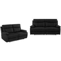SITZGARNITUR Mikrofaser Schwarz  - Schwarz, KONVENTIONELL, Textil/Metall - Livetastic