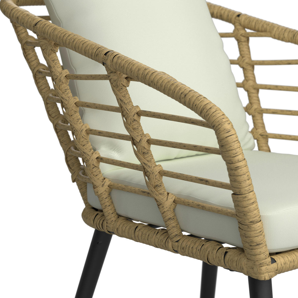 SADA NA BALKON 3dílné,  - černá/přírodní barvy, Moderní, kov/textil (56/72/66cm) - Beldano