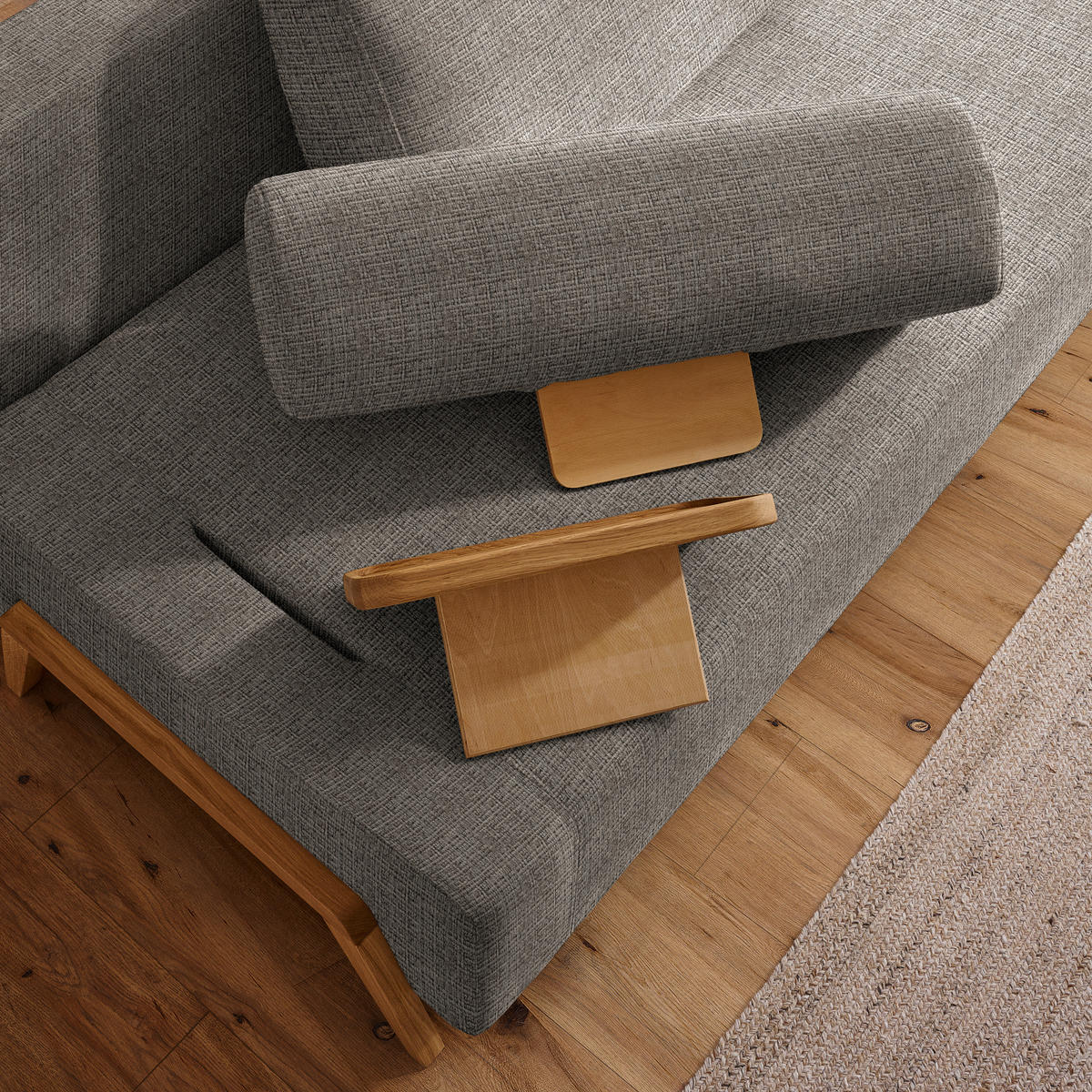 SCHLAFSOFA in Holz, Textil Taupe  - Taupe/Naturfarben, Design, Holz/Textil (211/88/102cm) - Niels Andersson
