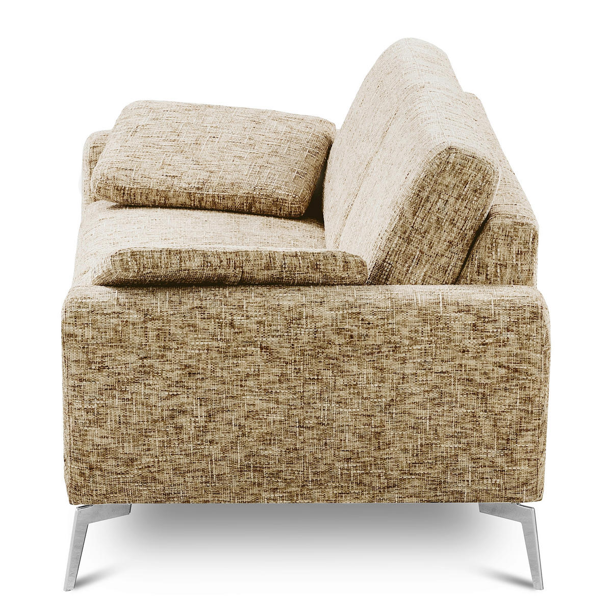 2-SITZER-SOFA Webstoff Hellbraun  - Chromfarben/Hellbraun, Design, Textil/Metall (157/85/92cm) - Livetastic