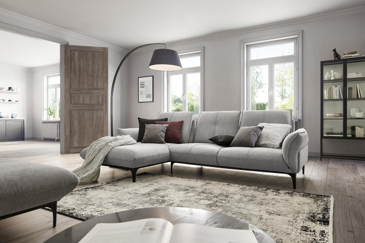 ECKSOFA in Webstoff Graubraun  182/277 cm  - Graubraun/Schwarz, Natur, Textil (182/277cm) - Valnatura