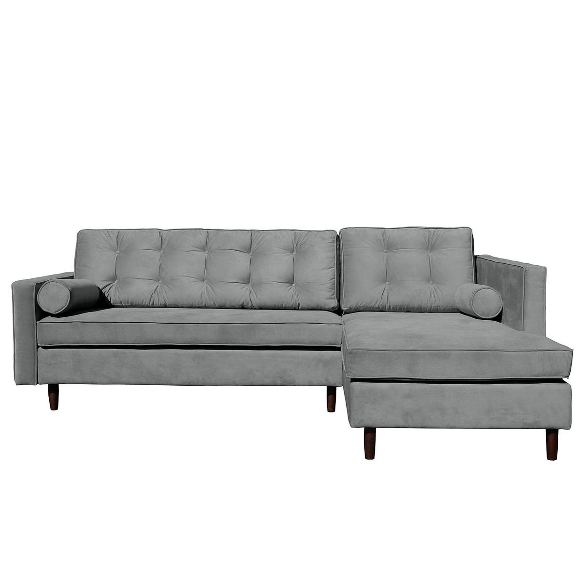 ECKSOFA Mikrofaser Anthrazit  - Anthrazit/Braun, Design, Holz/Textil (240/169cm) - P & B